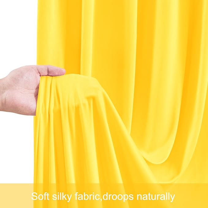 20ft x 12ft Yellow Backdrop Curtains Wrinkle Free Backdrop Curtain for Wedding Parties Yellow Fabric Backdrops Drapes Back Drop Cloth Bridal Shower Stage Curtains Wedding Decorations for Reception