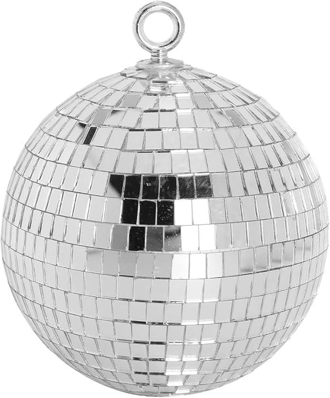Mirror Disco Ball, 6 inch Mirror Ball Silver Disco Party Stage Lightning Balls with Hanging Rings for DJ, Dance, Wedding, Christmas, Birthday, Home Party Favors Decorations (6inch, Silver)