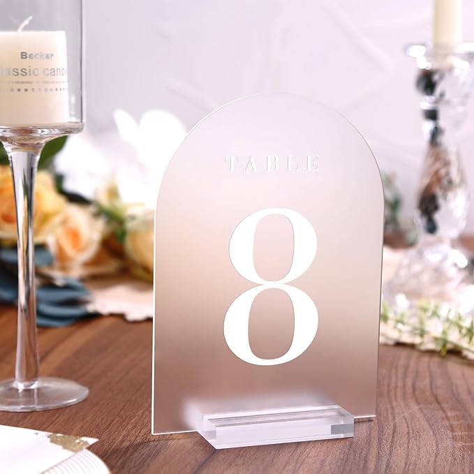 UNIQOOO 20 Pcs Acrylic 5x7 Frosted Arch Table Sign for Wedding, 1/8 In Thick, DIY Blank Arch Sign Sheet Perfect for Decoration, Party,Anniversary, Event, Base NOT Included