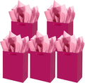 Gcardist Dragon Fruit Gift Bags with Tissue Paper for Wedding, Birthday, Party Supplies-7.9"x4.3"x9.6" Medium Size Cardboard Gift Bags（5pcs Bags +10pcs Tissue Paper ）