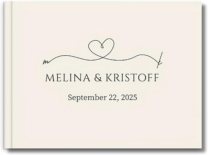Wedding Guest Book – Personalized Polaroid Guest Book for Wedding Reception, Custom Sign In Photo Book with Blank Pages, Elegant Keepsake for Guests (Linen Cream)