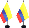 WXTWK 2 Pack Colombian Flag Colombian Deluxe Desk Flag Set - Mini Small Colombiana Table Office Flags with Black 12" Solid Pole Stand Base Classroom Meeting Desktop Decorations