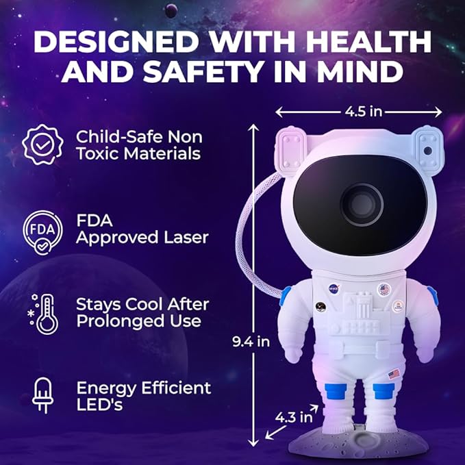 Mind-Glowing Astronaut Galaxy Projector - Spaceman Projector with Remote, Timer, Star & Nebula Modes - Dimmable Astronaut Night Light for Kids Space Decor - Cool Birthday Gift for Any Year Old Boys