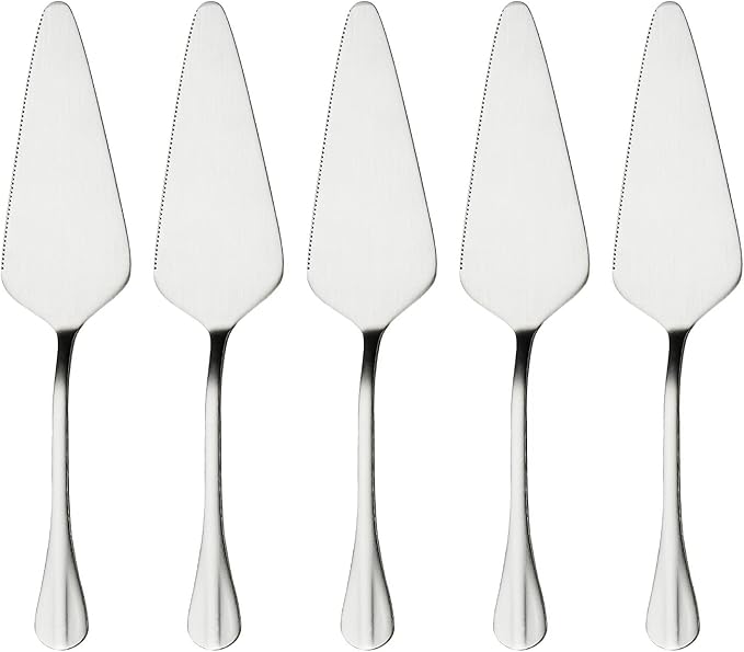 Pie Server Stainless Steel, HOFTEN Cake Pie Pastry Server Set of 5, Professional Dessert Server For Cake Cheese Pie Pizza and more, Serrated Cake Knife （8.93inch Length)
