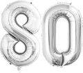 GOER Number 80 Balloons for 80th Birthday Party Decorations,42 Inch Jumbo Foil Helium Balloons for 80th Anniversary (Silver)