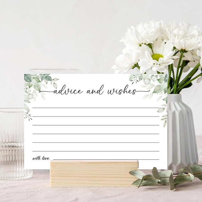 Green Left Advice and Wishes Cards for the New Mr and Mrs, Wedding, Bridal Shower, Baby Shower, Graduation, Party Decorations, 25 PCS 4x6 Inches Card-006