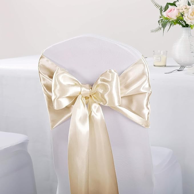 10-Pack Satin Table Runner Champagne 12 x 108 inches Long, Table Runners for Wedding, Birthday Parties, Banquets Decorations（10 Pack, 12x108 Inch, Champagne