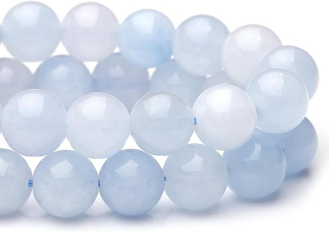 6mm Natural Stone Beads for Jewelry Making,Aquamarine Polished Smooth Round Gemstone Beads for Bracelet Necklace 15 Inch
