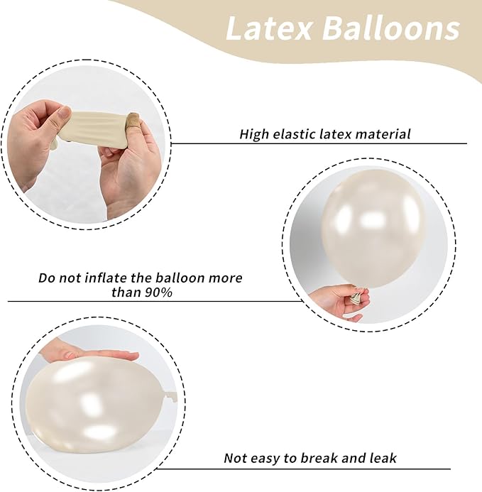 Pearl Balloons, 52 PCS 12 Inch Pearl white Double-Stuffed Balloons, White Pearl Sand White Double-Stuffed Ivory Latex Balloon for Birthday Baby Shower Wedding Bridal Party Decoration