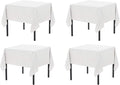 Pomp Pure White 52" x 52" Poplin Polyester Tablecloth (4 Pack) | Wrinkle + Stain Resistant Easy Care Premium Fabric | Fits Square or Round Table