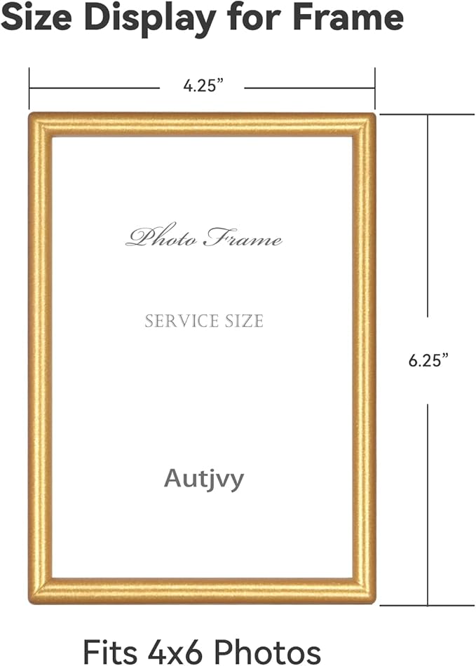 4x6 Picture Frame Matte Gold Modern Simple Thin Aluminum Metal Photo Frame with HD Real Glass, Display for Tabletop and Wall Collage. (2 Pack)