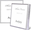 6x6 Picture Frame Set of 2, Silver Modern Simple Thin Aluminum Metal Square Photo Frames with HD Glass, Display for Tabletop and Wall, 2 Pack
