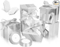 50 Pack Small Gift Boxes, 3x3x3 Favor Boxes Silver Paper Gift Boxes with Lids for Presents, Crafting, Cupcake Boxes, Gifts, Candy Boxes for Wedding Party Bridal Shower Baby Shower Favors