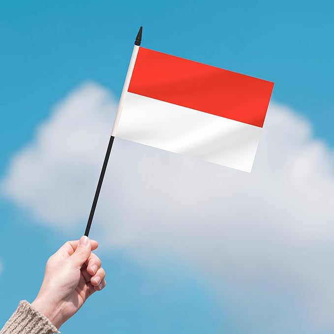 12 Pack Indonesia Desk Flags, Indonesian Desktop Flag, Small Miniature Office Flags with 12" Black Pole and Black Base, Offices, Classroom, Home, Festival Decoration (Indonesia)