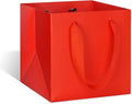 ADIDO EVA Red Square Gift Bags Medium Size Square Bottom Paper Bags with Handles for Party Favor, Shopping Bag (10x10x10 In, 10 CT)