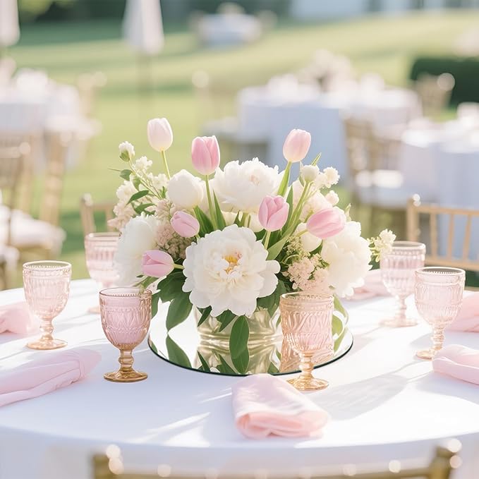 16PCS Acrylic Round Mirrors for Centerpieces Circle Mirror Tiles Candle Plate Set for Table Centerpieces Home Wall Mirror for Wedding Birthday Christmas Table Centerpieces Decorations (10inch +12inch)