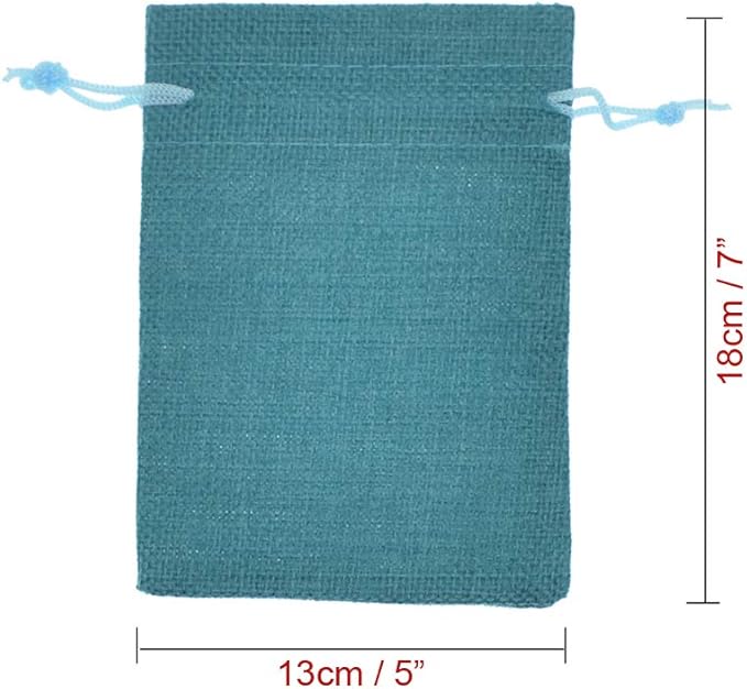 20pcs Burlap Bags with Drawstring, 5x7 Inch Jute Sacks Jewelry Candy Pouch Christmas Wedding Party Favor Gift Bags (Peacock Blue)