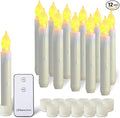 Amagic 12pcs Batteries Operated Taper Candles with Remote, Warm White Flickering Light, Flameless Handheld Candles Floating, Led Hanging Candlesticks for Party Halloween Christmas Church Home