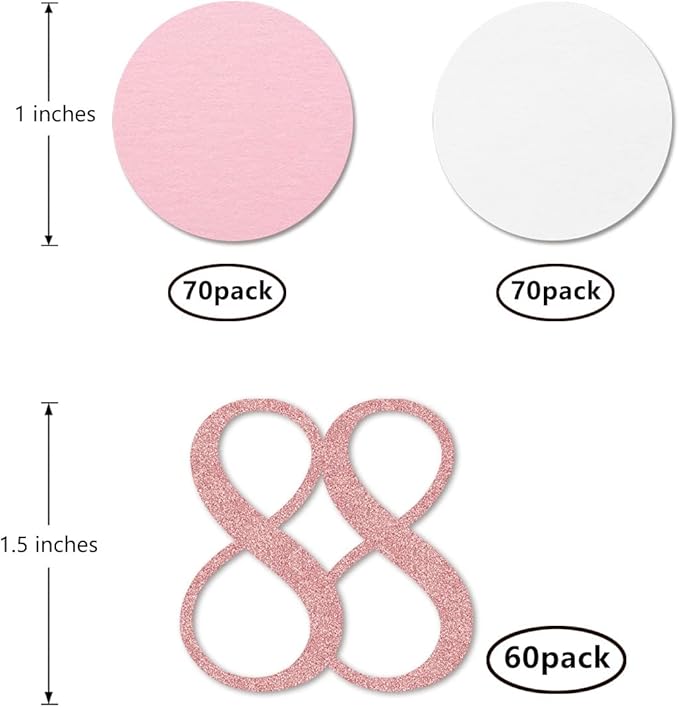 Rose Gold 88 Confetti, 88th Glitter Birthday Number Confetti, 200pcs Anniversary Party Table Decoration Supplies