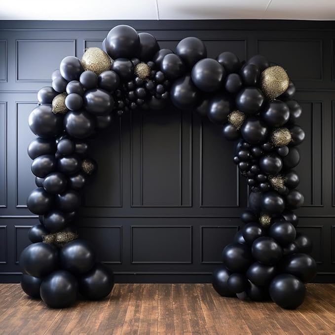 Bezente Black Balloons Latex Party Balloons - 150 Pack 5 inch Matte Black Helium Balloons for Black Themed Birthday Graduation Bridal Shower Halloween Party Decorations