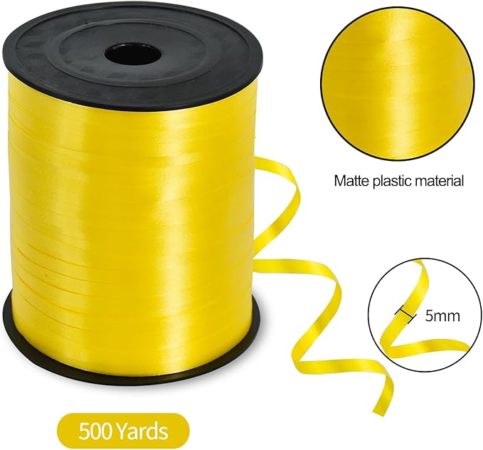 TONIFUL 500 Yards Curling Ribbon-Balloon Ribbon-Balloon String for Art&Craft Decor,Gift Wrapping,Ribbons and Bows for Christmas New Year Birthday Gifts Graduation Supplies (Yellow)
