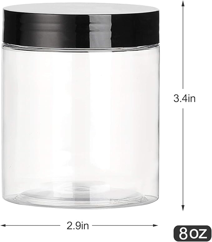 8 OZ Plastic Jars with Lids, 24 Pack Clear Plastic Slime Containers for Kitchen and Household Food Storage of Dry Goods, Creams and More, BPA Free