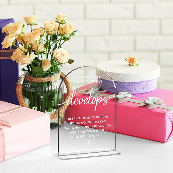 Acrylic Wedding Sign Can't Wait to See What Develops Sign for Wedding Wedding Signs for Ceremony Modern Calligraphy Arch Acrylic Table Top Sign for Wedding Reception and Event Party Table