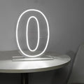 Number 0 Neon Sign Light, 16.54" Cool White USB Battery Powered Led Neon Sign for Party Wedding Anniversary Decor Light Sign (Number 0)