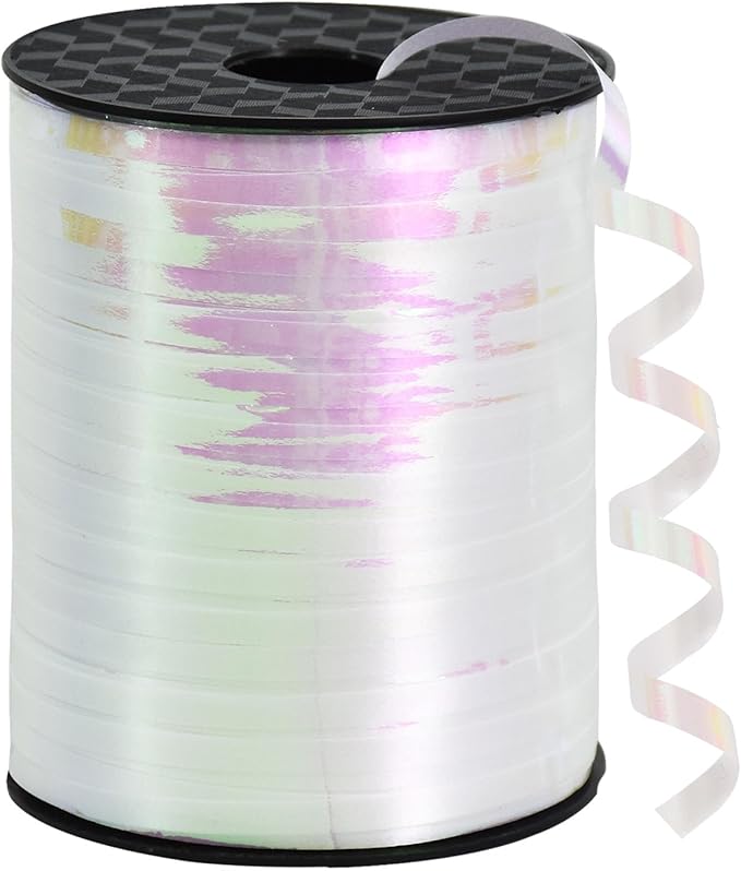 BEISHIDA 500 Yards White Ribbons Curling Ribbon 5mm for Gift Wrapping, Thin Curly Ribbon for Craft Balloon String Birthday Party Decoration Embellish Wedding