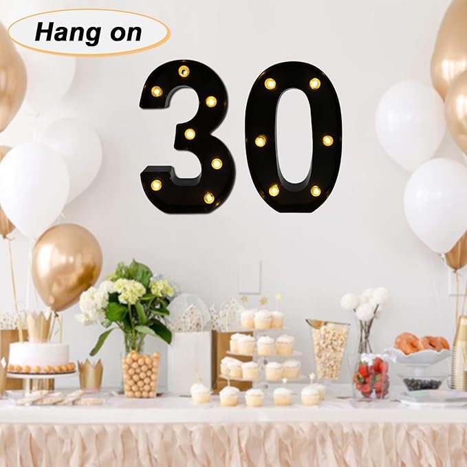 LED Marquee Numbers, 8.58 Inch Led Light Up Numbers for Party, Small Light Up Letters, Battery Powered Lighted Number for Table, Birthday, Night Light, Christmas or Home Decor (Black, Number 0)