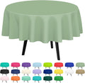 QIKSION Sage Green Round Tablecloth 6 Pack, 84 Inch Plastic Table Cover Disposable for Parties