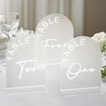 Frosted Arch Wedding Table Numbers 1-10 with Stands, 5x7 Inch Acrylic Arch Sign with Holder for Wedding Reception Table Centerpiece Decoration