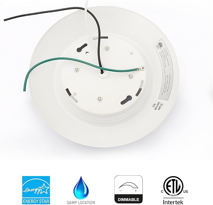 4 inch LED Low Profile Recessed & Surface Mount Disk Light, Round, 10W, 600 Lumens, 5000K Day Light White, CRI80, DOB Design, Dimmable, cETLus Listed, 1 Pack(White)