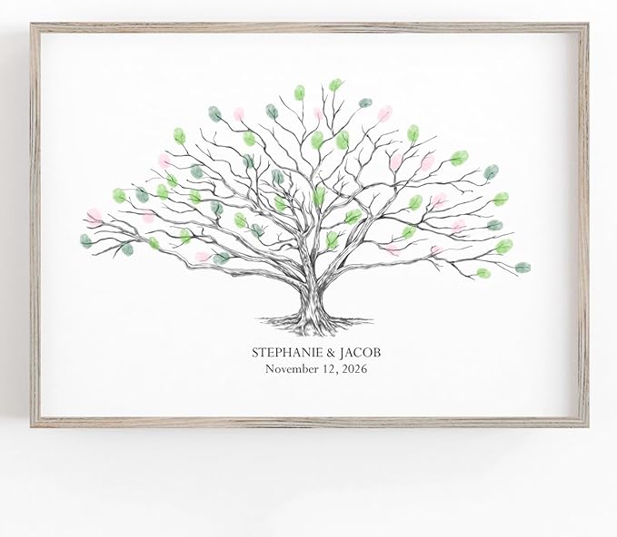 Guestbook Tree, Low Oak Thumbprint Alternative Guest Book Wedding, Family Reunions (Guestbook Sizes: 13" x 19" to 24" x 36")