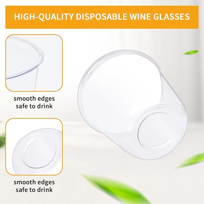 Disposable Stemless Glasses 12oz Crystal Plastic Cups Disposable Cold Party Drinking Cups Wine Glasses for Meeting Weddings Birthdays Cocktail Christmas Party Supplies (Clear, 100 Pcs)