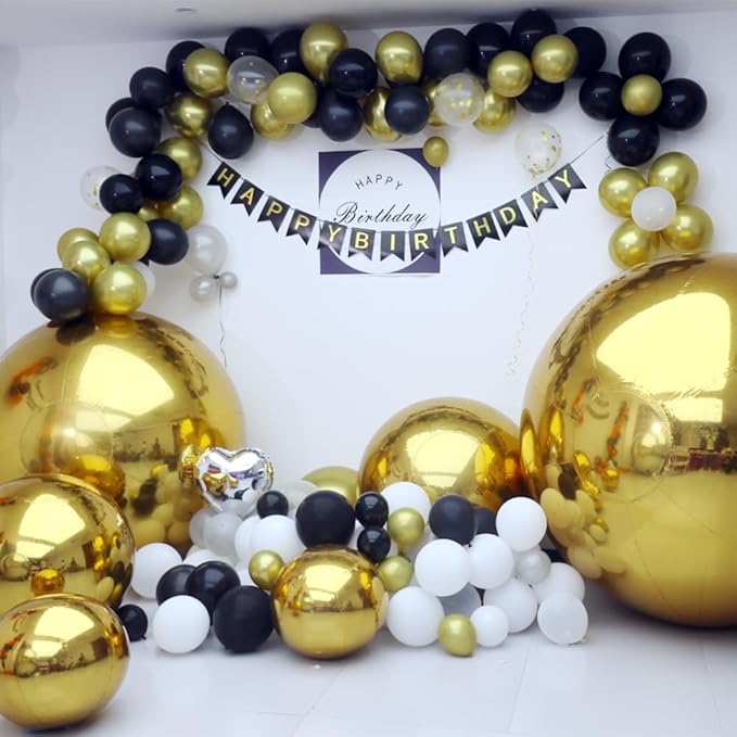 Inflatable Mirror Ball Set - Airtight PVC Spheres for Parties, Weddings, and Events. Perfect for Decoration, Hanging, and Displays. Includes Electric Pump (Gold, 24in-2pk_32in_39in_47in_71in)