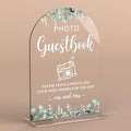 Acrylic Wedding Sign Photo Guestbook Signs for Ceremony Modern Calligraphy Arch Acrylic Table Top Signs for Wedding Reception and Event Party Table Decor (Eucalyptus Leaves)