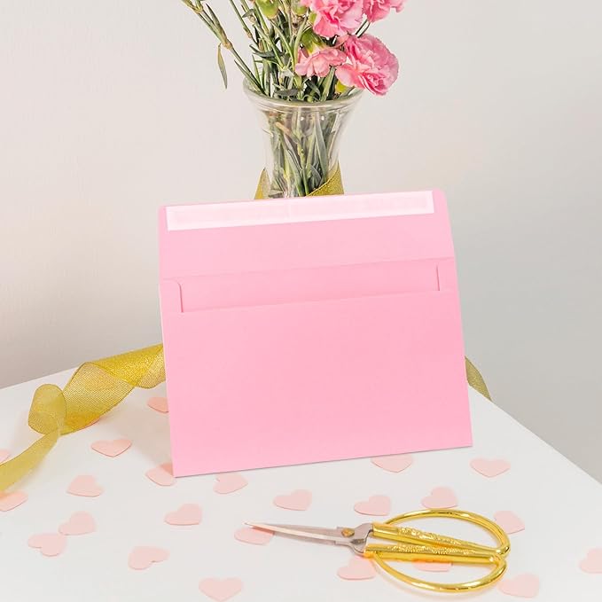 A9 Envelopes Pink 5.75x8.75 Invitation Envelopes Self Seal Pack of 50 Blank Envelopes for Cards Pink