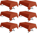 sancua 6 Pack Rust Tablecloth 60 x 102 Inch, Rectangle Thanksgiving Burnt Orange Table Cloth for 6 Feet Tables - Stain and Wrinkle Resistant Washable Polyester Table Cover for Dining Parties Camping