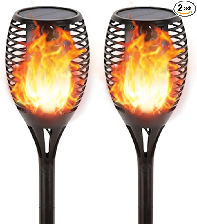 Solar Tiki Torch 43" (Super Large Size) with Flickering Flame, 99 LED Outdoor Waterproof Solar Powered Lights for Holiday Decorations Outside Garden Yard Pathway Decor