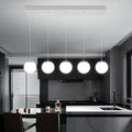 5-Lights Globe Pendant Light for Kitchen Island H 98" Silver Rectangle Chandelier Milk White Glass Pendant Lighting for Living Room Bedroom Entryway