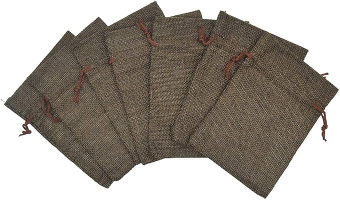 20pcs Burlap Drawstring Gift Bags, 2.7 x 3.5 inch Jute Linen Sacks Jewelry Pouches for Christmas Wedding Party Favors Candies DIY Crafts (Coffee)