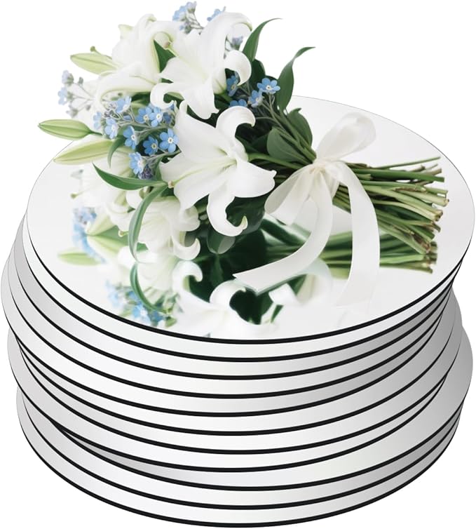 11Pack Round Mirror Centerpieces for Tables, Acrylic Circle Mirror Tiles Non Glass Mirror, for Bedroom Bathroom Living Room Wall Decor Tray Candle Wedding Table Centerpiece Decor, 2mm Thick (12inch)