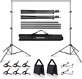 Backdrop Stands, MSKIRA Photo Backdrop Stand Kit 10ft X 7.5ft, Back Drop Adjustable Stand, Background Support System for Studio Portrait Photoshoot, Wedding Parties, with Clamps, Sandbags, Carry Bag