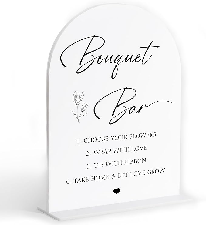Bouquet bar Sign, White Arch Acrylic Wedding Sign, Flower Bar Supplies, Wedding Reception Decorations, Bridal Shower Decor, Engagement Party Decor, Centerpiece Table Decorations Party-9