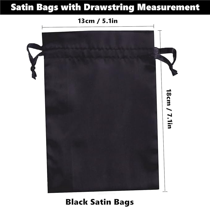 35pcs Black Satin Bags with Drawstring, 5x7 Inches Drawstring Gift Bags, Party Favor Bags Drawstring Pouch for Baby Shower, Bridal Shower, Christmas, Party Supplies, Candy, Jewelry Bags