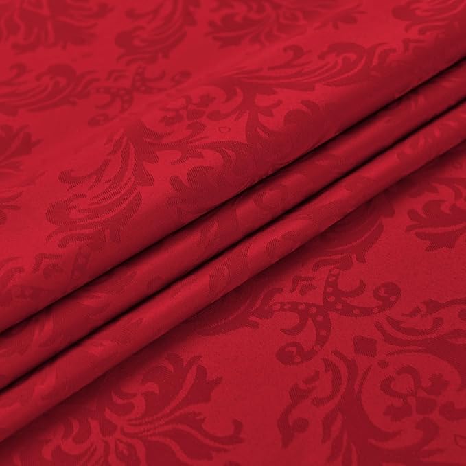SASTYBALE Rectangle Jacquard Tablecloth, Damask Table Cloth SpillProof Wrinkle Resistant Tablecloths, Soft Polyester Oblong Table Cover for Kitchen, Dinner, Parties (Red, 52X70)