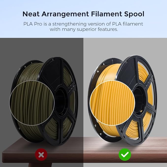 FLASHFORGE 3D Printer Filament, PLA PRO Filament 1.75mm, 1KG Spool (2.2lbs), Dimensional Accuracy +/- 0.02mm for FDM 3D Printers, Better Tenacity & No Knotting (Gold)