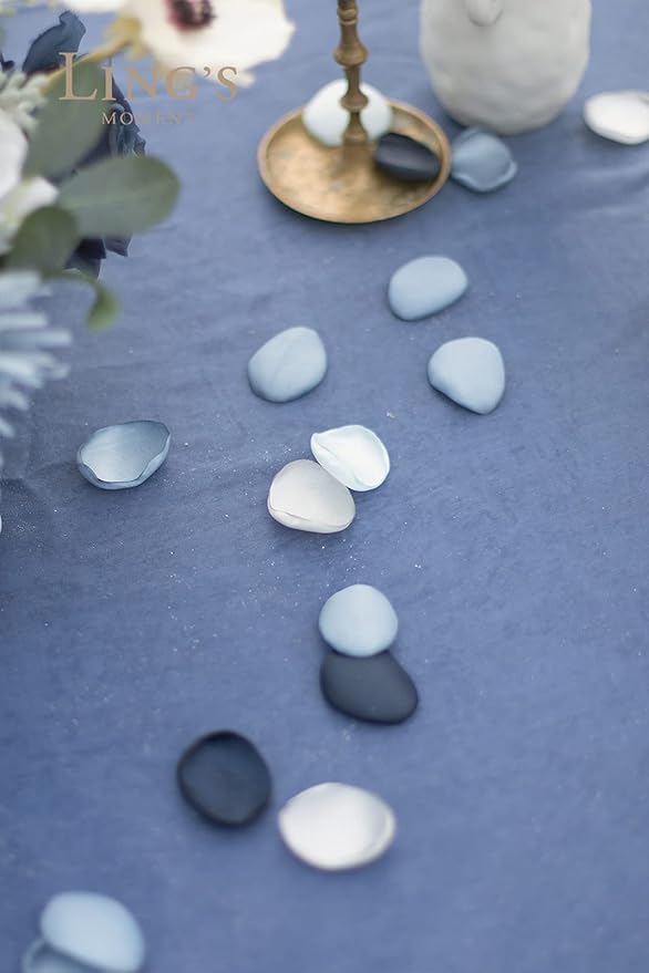Ling's moment Rose Petals, Silk Flower Petals for Wedding/Aisle/Flower Girl Baskets/Table Centerpiece Décor,etc.Dusty Blue Navy 400pcs