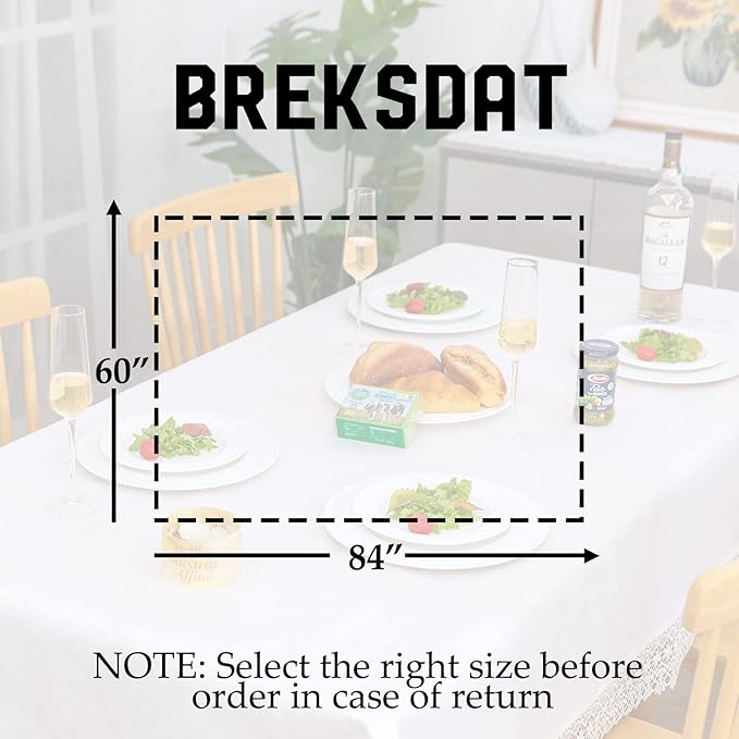 White lace Premium Rectangle Farmhouse Tablecloth Waterproof OilProof SpillProof AntiShrink Soft Wrinkle Resistant Decorative Fabric Table Cover Kitchen Dinning Party Wedding Banquet